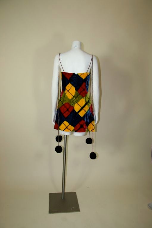 Todd Oldham Harlequin Inspired Print Velvet Mini Dress 1