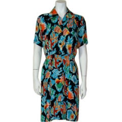 Vintage YSL 1980
s Aquatic Inspired Print Day Dress