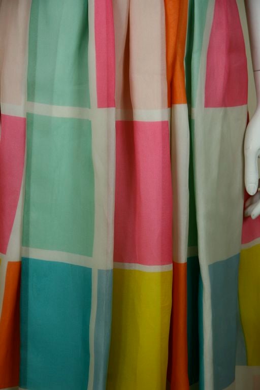 Blass Colored Square Print Organza Gown 2