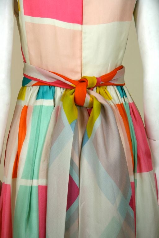 Blass Colored Square Print Organza Gown 5