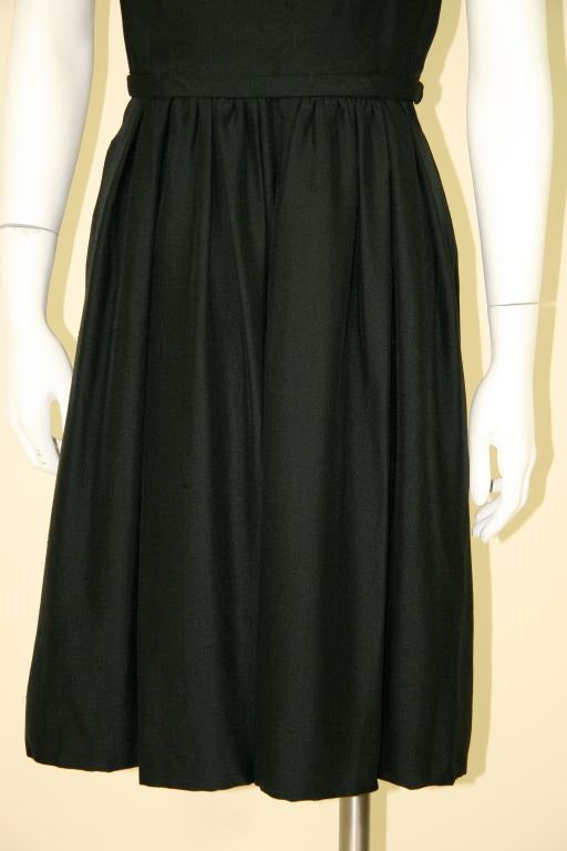Mainbocher 1950s Classic Little Black Cocktail Dress In Excellent Condition For Sale In Los Angeles, CA