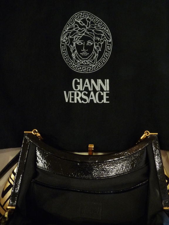 Gianni Versace 1990s Silkscreened Gold and Black Purse 1