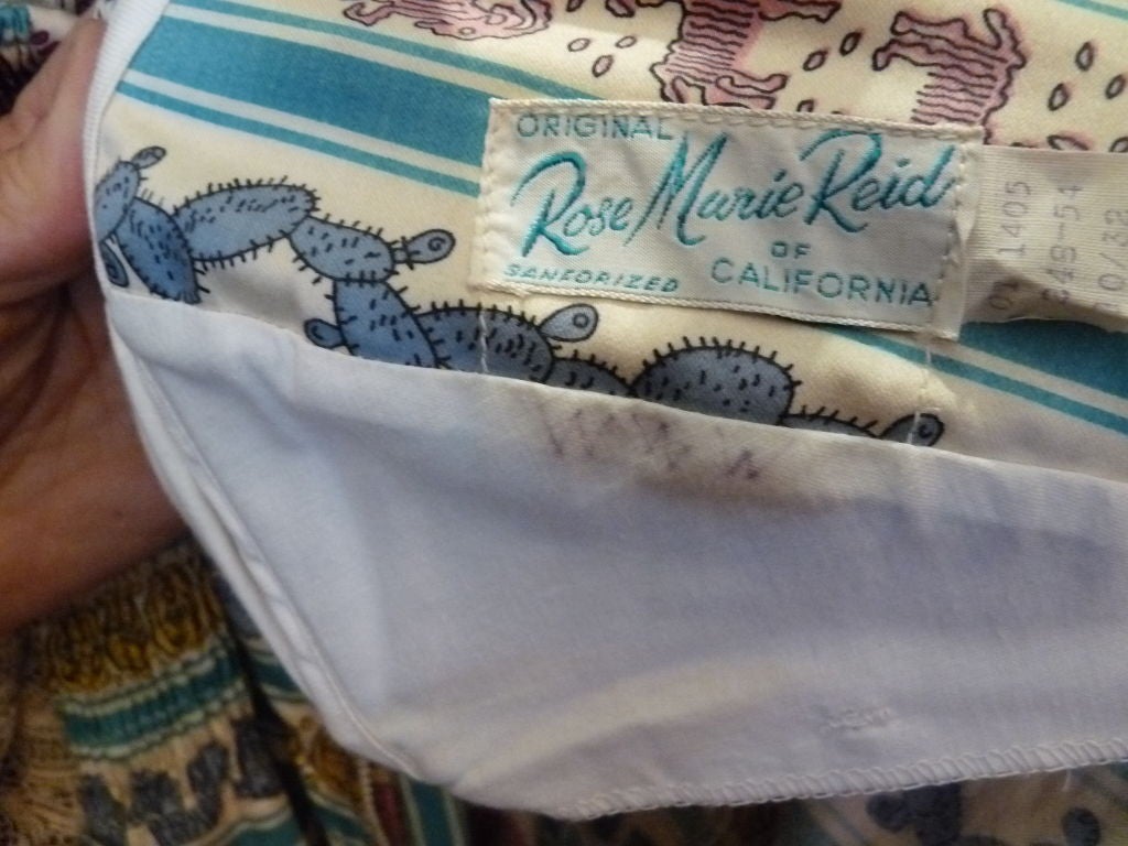 Women's Rose Marie Reid 1950's Cotton Playsuit/Swimsuit w/Pucci Print