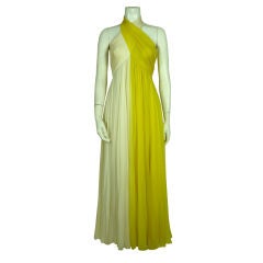 Arnold Scaasi Yellow & White Chiffon Gown w/ Cape