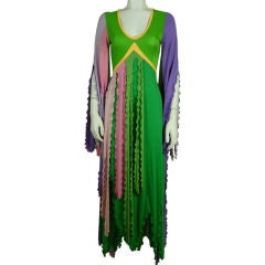 Vintage Sant 
Angelo Multicolored Jersey Graduated Fringe Dress