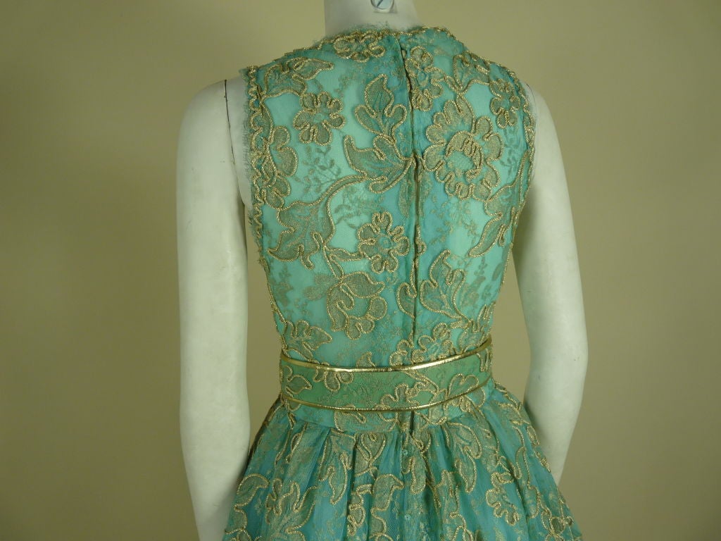 Arnold Scaasi Blue Lace Dress with Belt 4