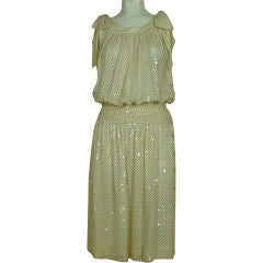 1980's Ivory Sequin Blouson Dress