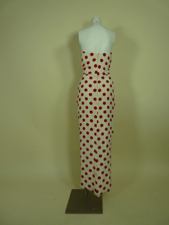 Arnold Scaasi Red Silk Polka Dot Gown w/ Jacket 1