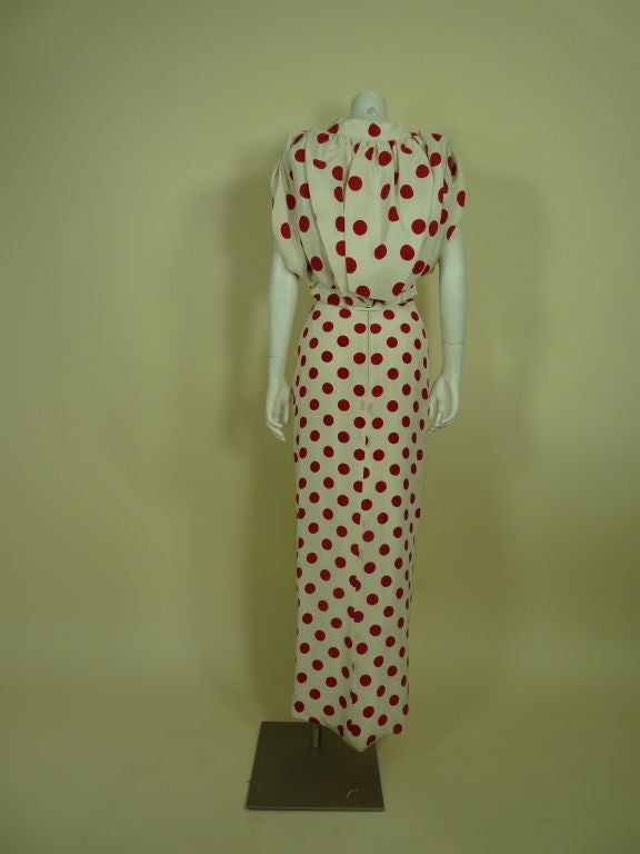 Arnold Scaasi Red Silk Polka Dot Gown w/ Jacket 4