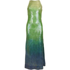 1970s Halston Ombré Sequin Mermaid Gown