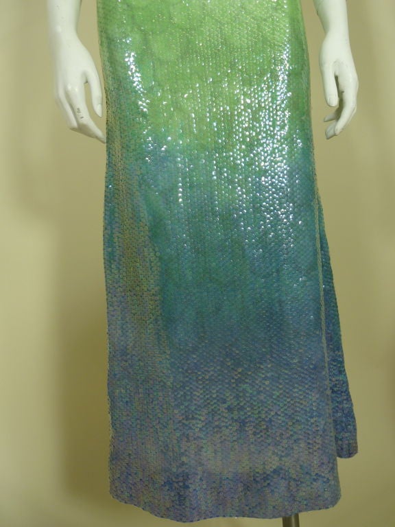 Women's 1970s Halston Ombré Sequin Mermaid Gown