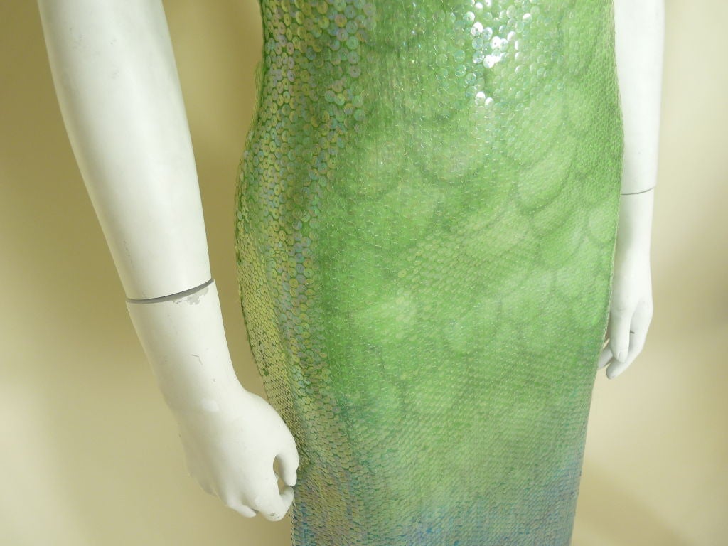 1970s Halston Ombré Sequin Mermaid Gown 1