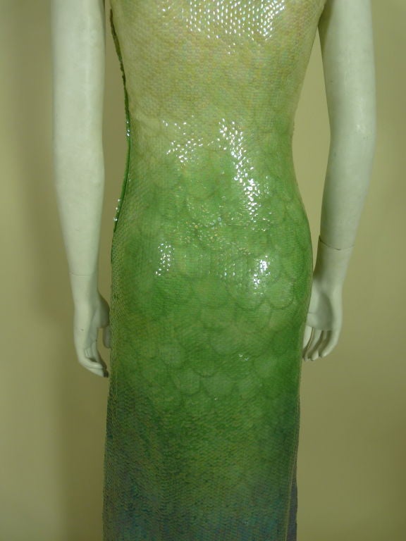 1970s Halston Ombré Sequin Mermaid Gown 2