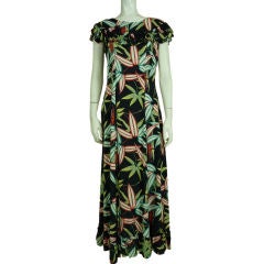 1940's Hawaiian Rayon Print Dress