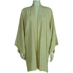 Donna Karan Ivory Silk Embroidered Kimono Jacket