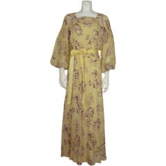 1930's Yellow Floral Chiffon Gown