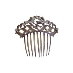 Antique 1900 French Paste Single Bird and Jewel Comb