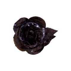 Chanel Snakeskin Camellia Rose Pin