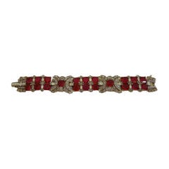 Vintage Marcel Boucher Faux Ruby Diamond Bracelet