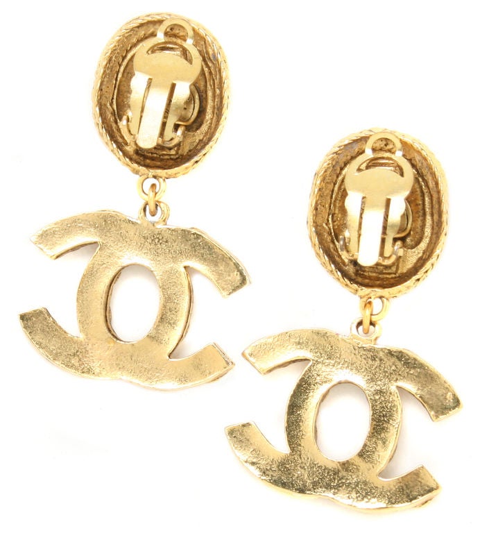 Women's Chanel Logo Earrings with Rhinestones