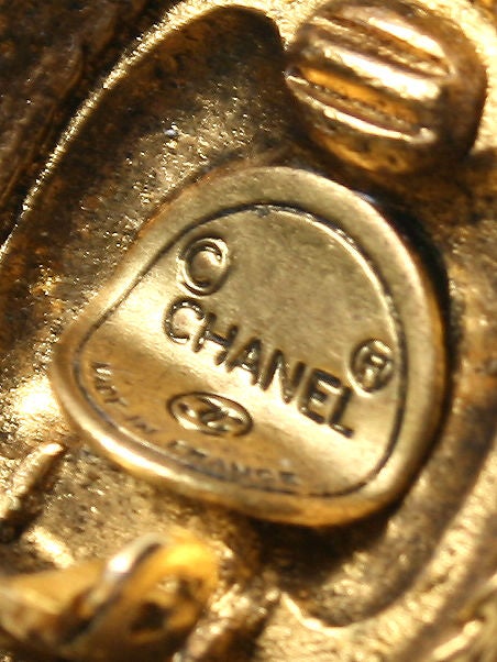 Chanel Logo Earrings with Rhinestones at 1stDibs