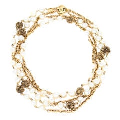 Long Chanel Pearl & Knot Necklace