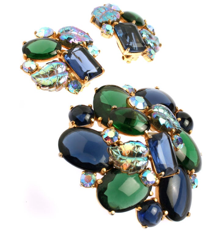 Elsa Schiaparelli Brooch and Earrings In Excellent Condition In Chicago, IL