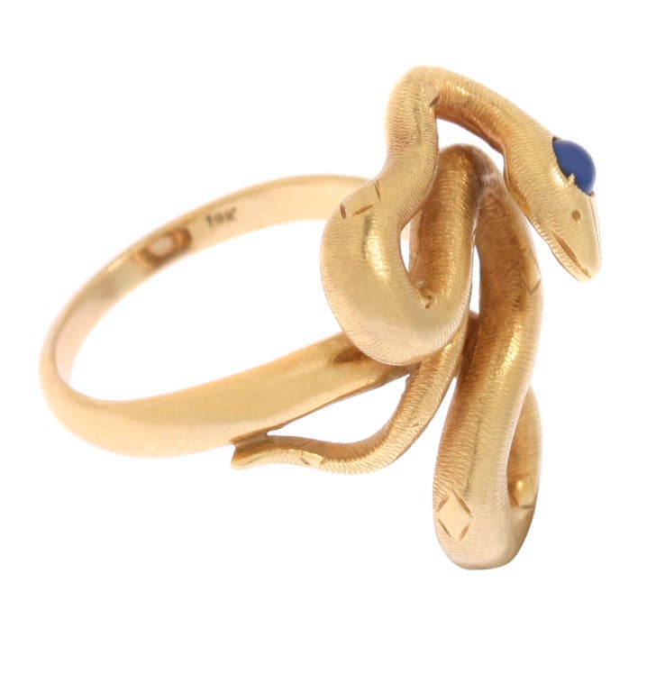 Women's or Men's Exceptional 18kt Gold Snake Ring For Sale