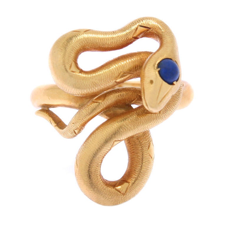 Exceptional 18kt Gold Snake Ring For Sale