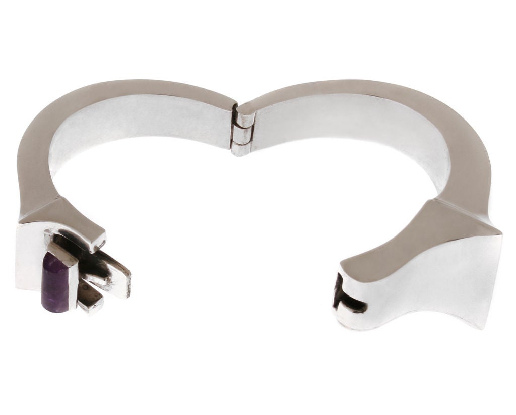 Women's Antonio Pineda Modernist Silver and Amethyst  Bracelet For Sale