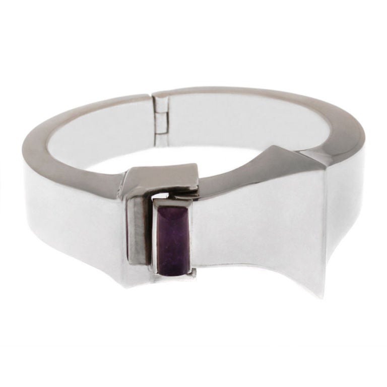 Antonio Pineda Modernist Silver and Amethyst  Bracelet For Sale