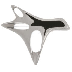 Georg Jensen Demark Sterling and Enamel Modernist Brooch