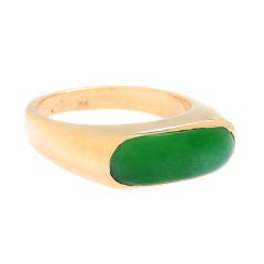 Large 18kt Gold and Jade Mens Ring