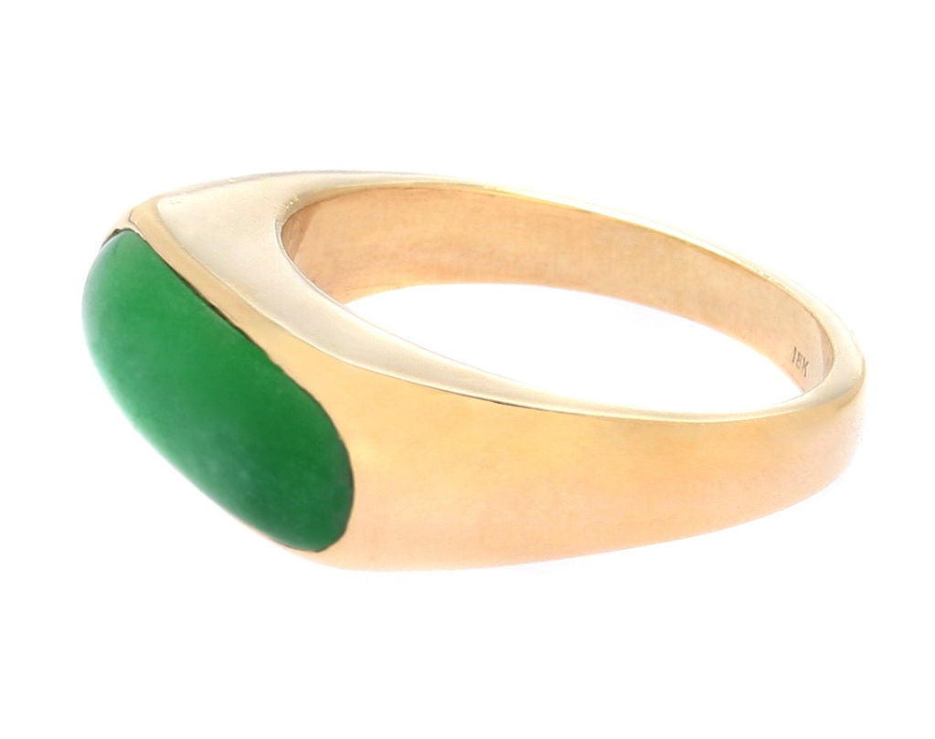 Women's or Men's Large 18kt Gold and Jade Mens Ring