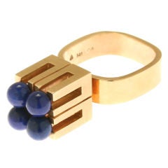 Lapis and 14kt  Gold Modernist Ring by Knud V. Andersen