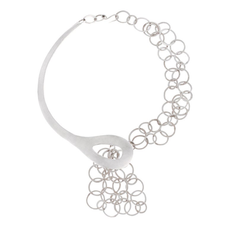 Ursula Hammil Hand Hammered Sterling silver Necklace For Sale