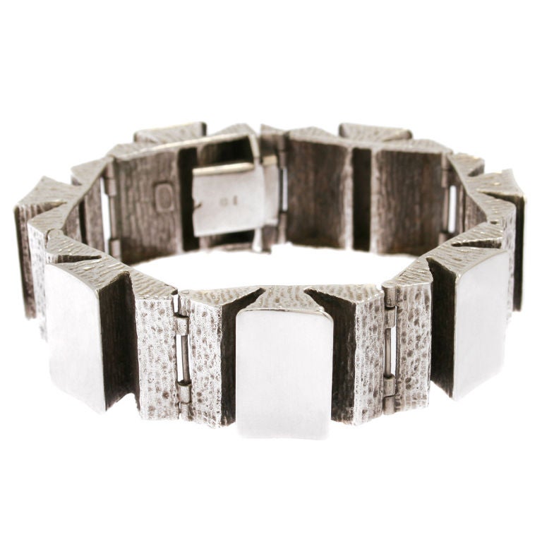 Chunky and Sculptural  Italian Sterling Silver Bracelet