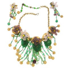Extravagantly Whimsical Miriam Haskell Demi-Parure 10