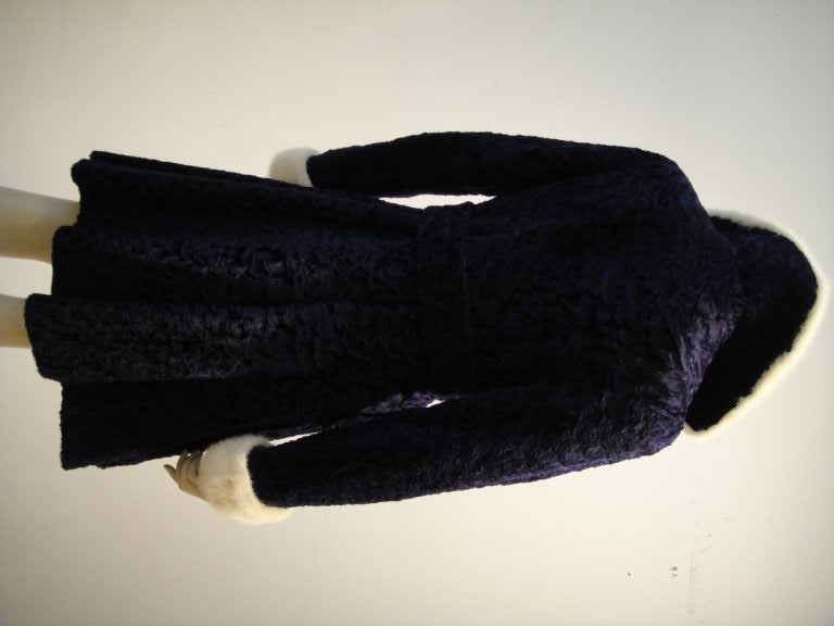 60's Super Mod Royal Purple Broadtail and White Mink Coat