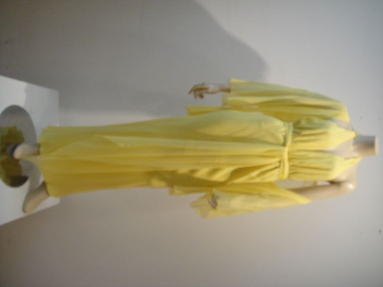 1980s Halston Yellow Silk Chiffon Halter Gown