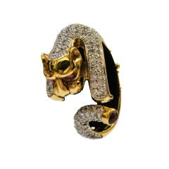 Vintage Substantial Kenneth Jay Lane Unmarked Rhinestone Panther Cuff