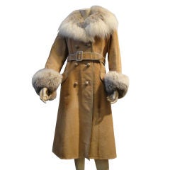 1970s Antelope Double Breasted Coat w/ Lynx Collar and Cuffs