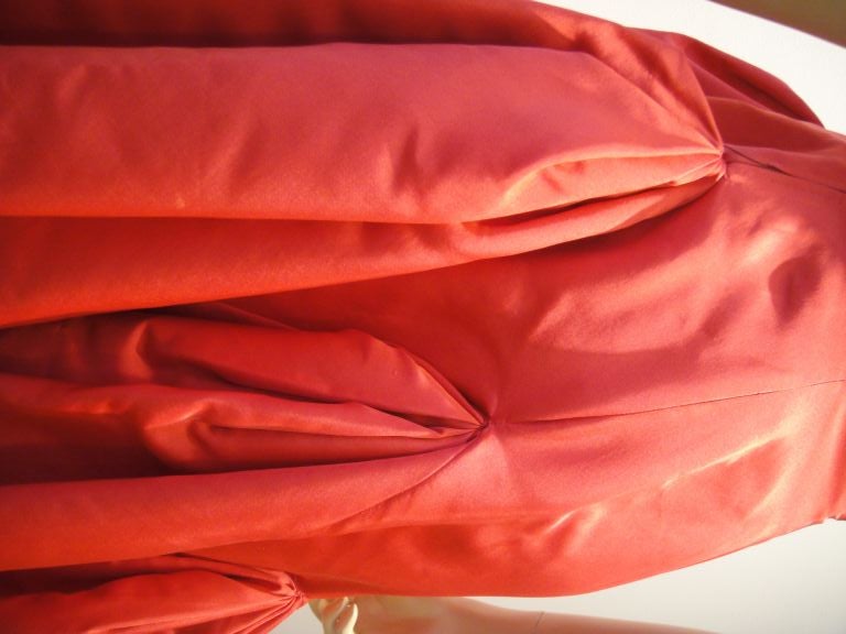 Women's Pauline Trigere 1950s Vivid Pink Strapless Gown
