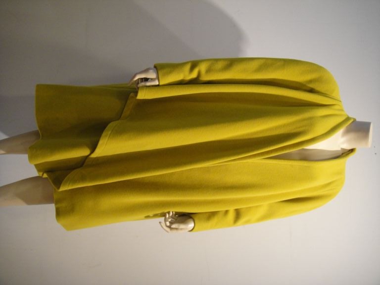 1990s Byblos Chartreuse Cashmere/Wool Shawl Coat