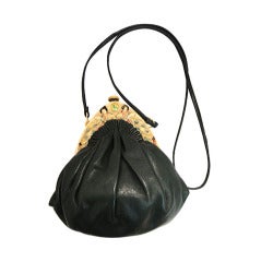 Vintage 1980s Revivals "Geisha" Celluloid Framed Leather Crossover Bag