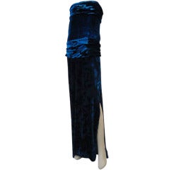 1980s Galanos Panne Velvet Strapless Gown w/ Shawl