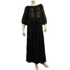 Yves Saint Laurent 2 Piece Silk Chiffon Peasant Ensemble
