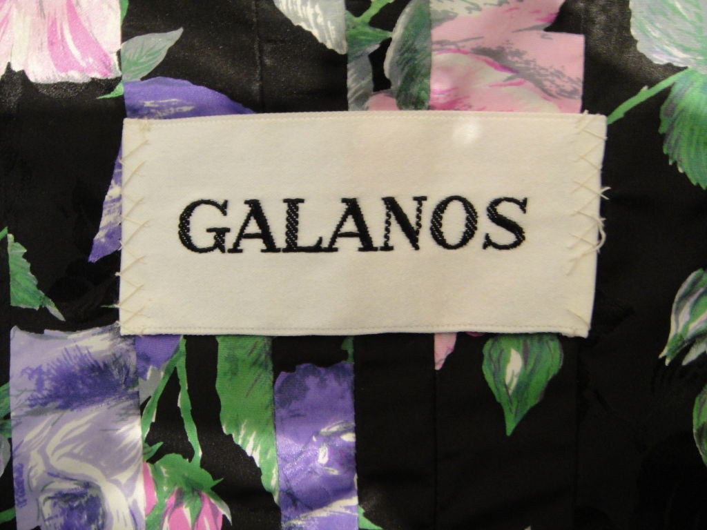 Galanos 80's Floral Print Silk Dress w/ Lace Overlay  Ensemble 4