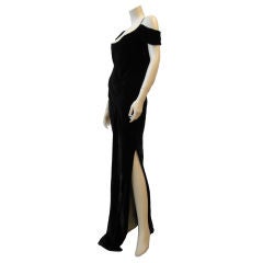 Richard Tyler Black Velvet Asymmetrical Column Gown