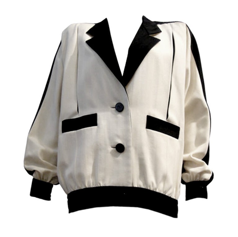 Galanos 80s Black/White Eisenhower Style Day Jacket